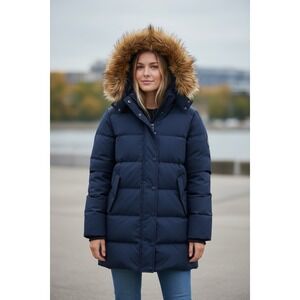 NWT WenVen Women Mid Winter Coat Warm Thicken Puffer Jacket W Fur Hood Sz Small